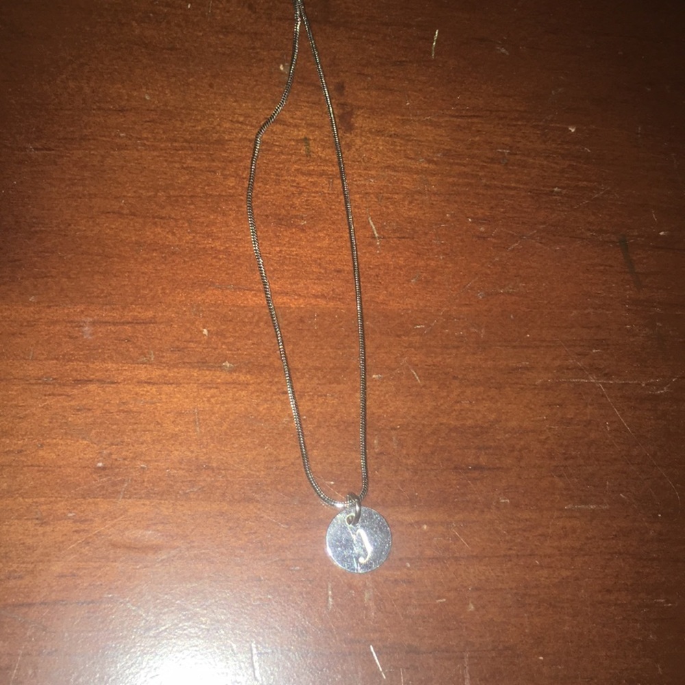 J silver pendant necklace